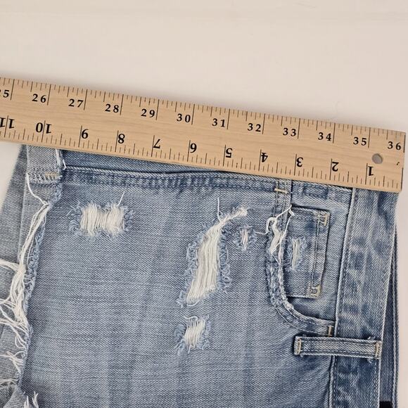 Hollister California Women's stretch Blue Denim Short Hi Rise Distressed size 28 - Picture 12 of 12